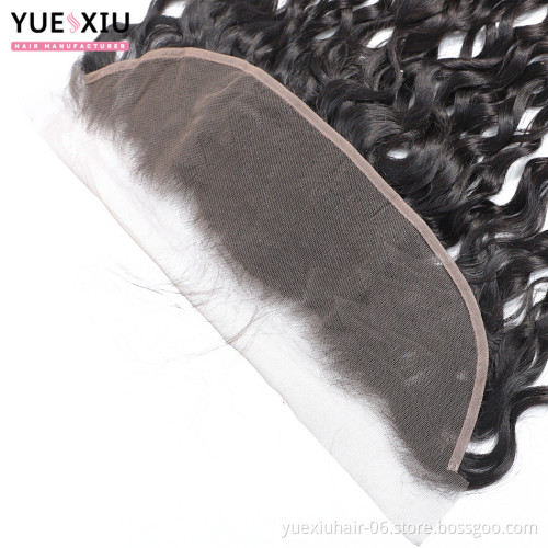 Top Quality Transparent Brazilian Virgin Remy Human Hair water Wave 13X4 Ear To Ear Full Lace Frontal Closure